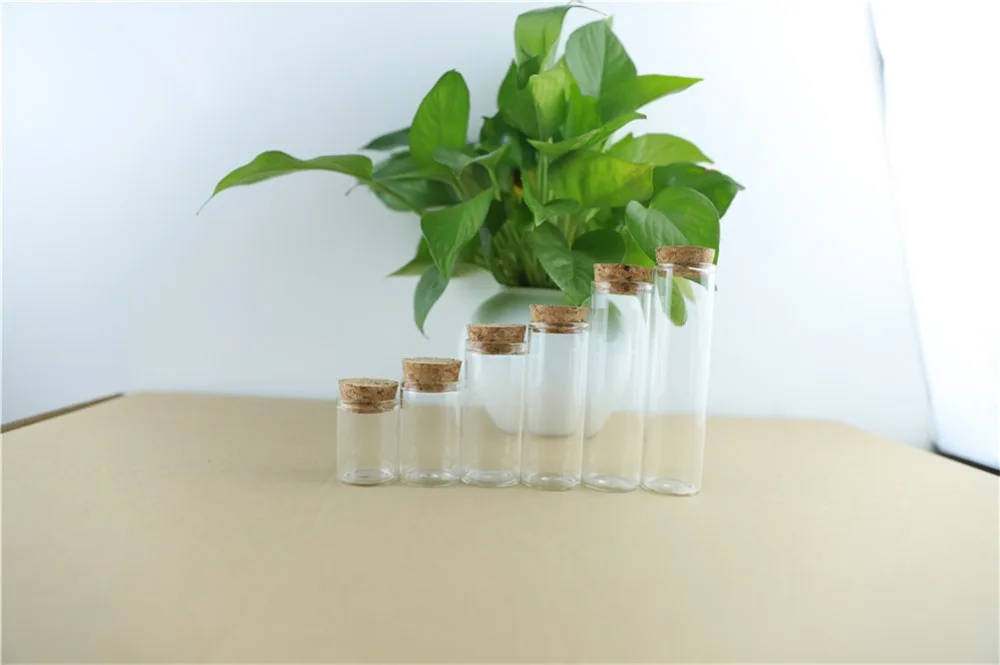 24pcsLot Tiny Cork In Vitro Thick Glass Bottles Wishing Bottle Glass Cork Stopper Jars Storage Souvenir Container (21)