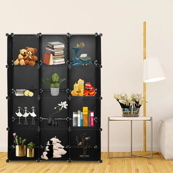 

12 Cube Shelf Storage Cabinet Buckle Connectors Cube DIY Modular Closet Organizer Wardrobe Rack Clothes Shelf Storage Cabinet