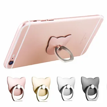 

Wholesales 100pcs/lot 360 360 Degree Metal Finger Ring Holder Cat Mobile Phone Holder Stand for iPhone Mount Phone Ring Holder