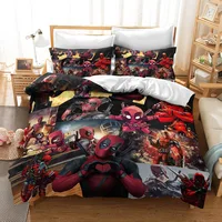 3 Pieces Set disney Deadpool Bedding Set Deadpool Corps Twin Bedroom Comforter Bedding Bed Linen Cotton Duvet Cover Pillowcase 4