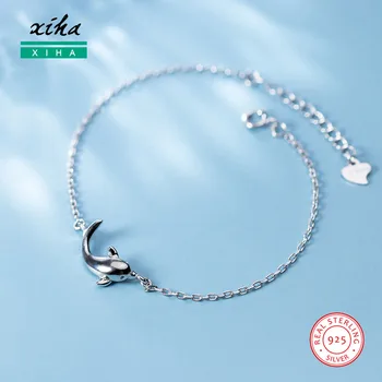 

Real 925 Sterling Silver Bracelets for Women Dolphin Adjustable Link Chain Visco Girls Bracelet for Kids Valentines Day Gift