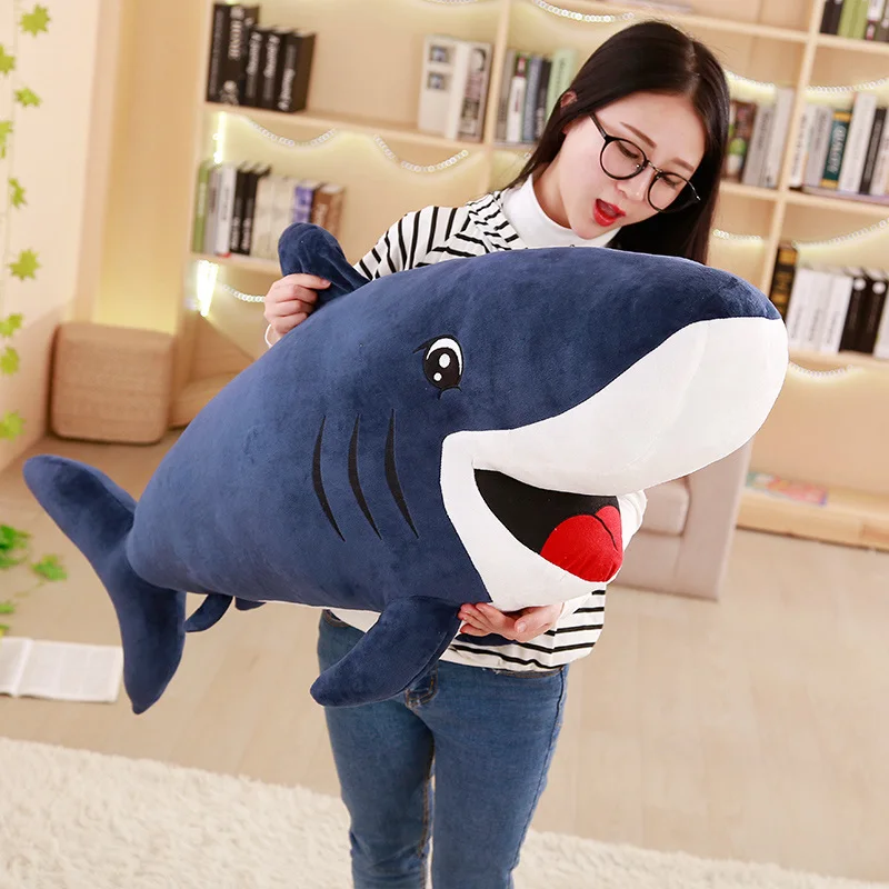 

New Huggable Hot Big Size Funny Soft Big Happy Shark Plush Toy Pillow Appease Cushion Gift For Children Girls Birthday Christmas