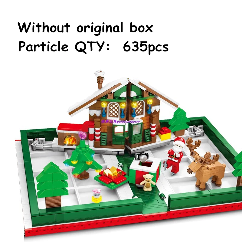 Кубики Moc DIY, 635 шт, Рождественская складная стерео книга, 601094, Санта Клаус, дерево, строительные блоки, игрушки для детей, куклы, рождественские подарки