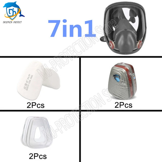 Respirator complet 2 în 1 - 7 în 1 6800 Costum de pulverizare pentru vopsire industrială Filtru de praf Mască de față completă