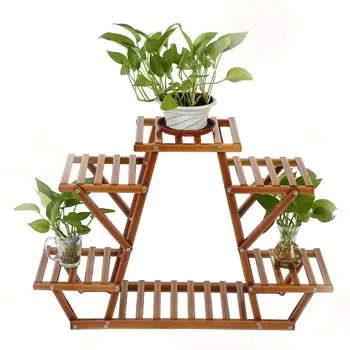 

Yonntech Carbonized Wood Damp-proof Antiseptic Flower Rack Multi-layer Plant Stand Shelves for Garden Patio Balcony