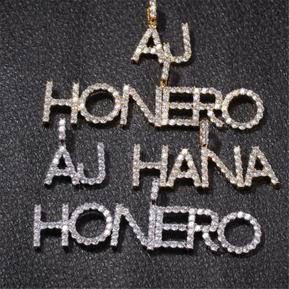

YKNRBPH Hip-hop zircon stitching small letters 3.5mm 26 Letters trend hip-hop personality Pendant