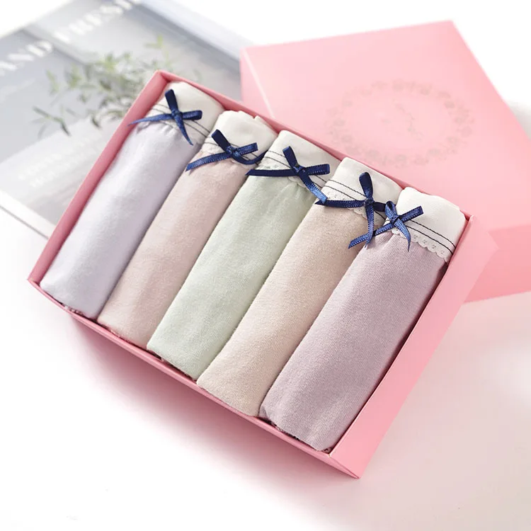 

Women's Underwear Cotton Panty Sexy Lace Panties 3PCS/Set Female Underpants Solid Color Bow Panty Intimates Women Lingerie L-XXL