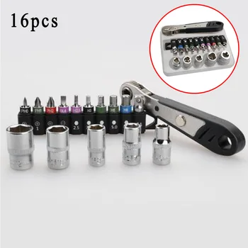 

​16pcs Screwdriver Sockets Wrenches Ratchet Repair Tools 6mm 7mm 8mm 10mm 12mm