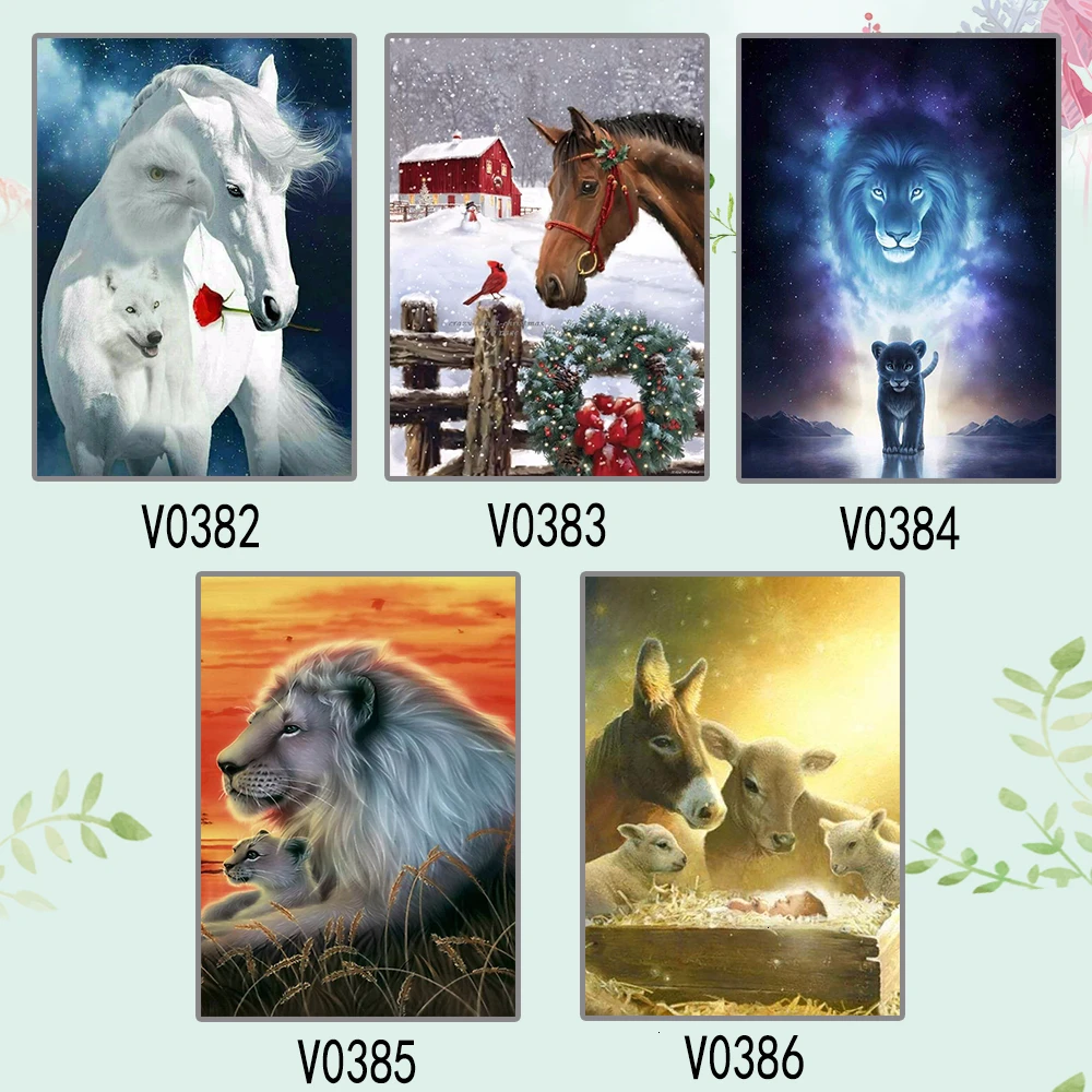 Картина с изображением Льва, лошади, волка, Вейдера, сына, розы, Ослика, овцы, птицы, полная дрель, квадратная/круглая Алмазная вышивка с животными