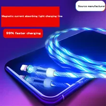 RIVOER strong magnetic light-emitting mobile phone charging line 360 degrees rotating data line for Android Apple type-C