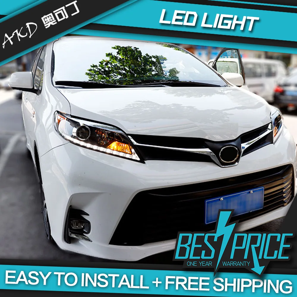 Автомобильный Стайлинг корпус передней фары для Toyota Sienna фары, светодиодные фары DRL Объектив Двойной Луч Биксенон HID