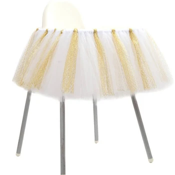 

Birthday Wedding Festive Party Decor Table Cloth 200x80cm Table Skirt Waterproof Colorful Tulle Table Skirt
