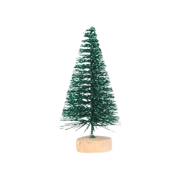 

5pcs Party With Wooden Base Simulation Desktop Decoration Pine Needle Mini Christmas Tree Green Festival Office Home Photo Prop