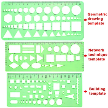 

11 Pcs Practical Geometry Stencils Set Architecture Drawings Templates Work Math Office Multifunction Rulers Student Measuring