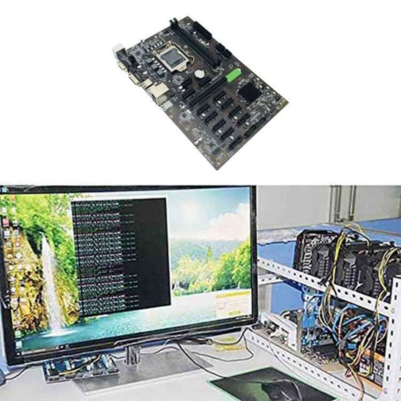 B250C BTC Mining Motherboard LGA1151 with RJ45 Network Cable +Switch Cable +SATA Cable 12XGraphics Card Slot USB3.0 best pc motherboard for music production