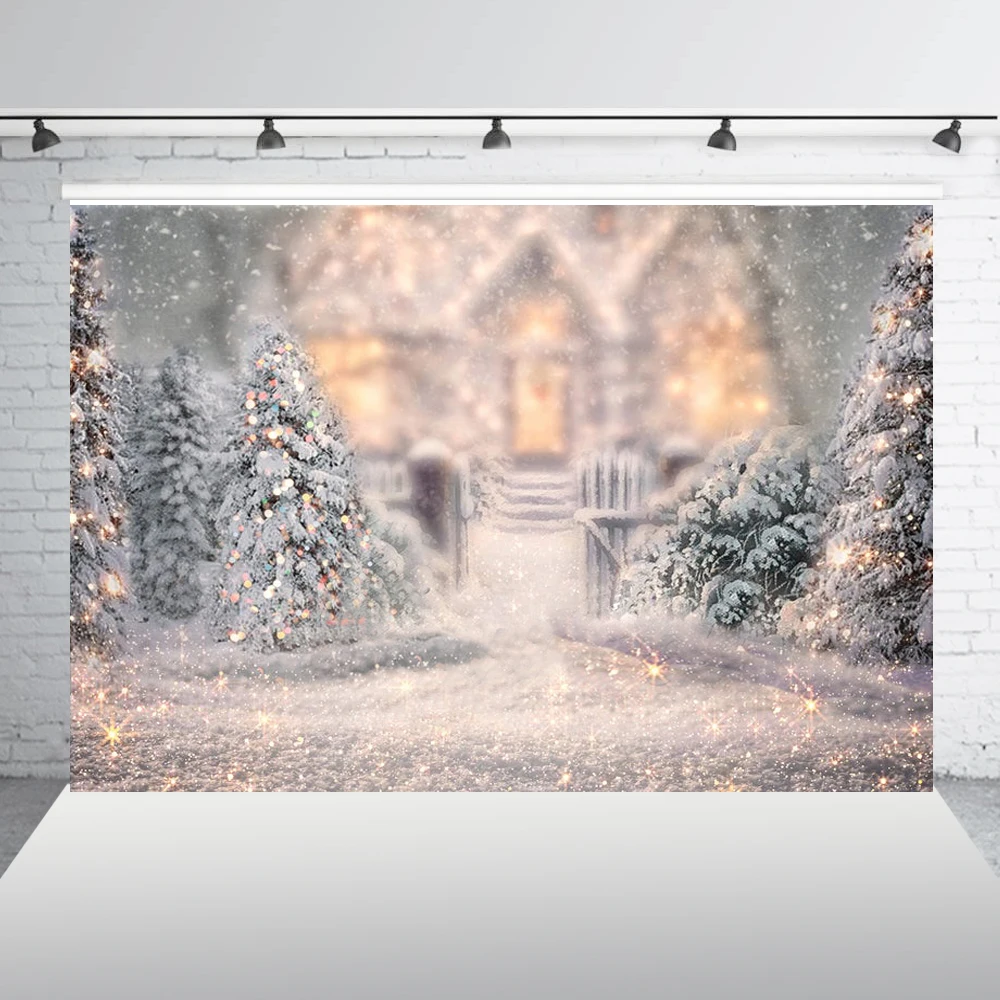 Рождественский фон дерево Рождественские вечерние фоны для фотосъемки сверкающие зимние снежинки фотостудия портретный фон