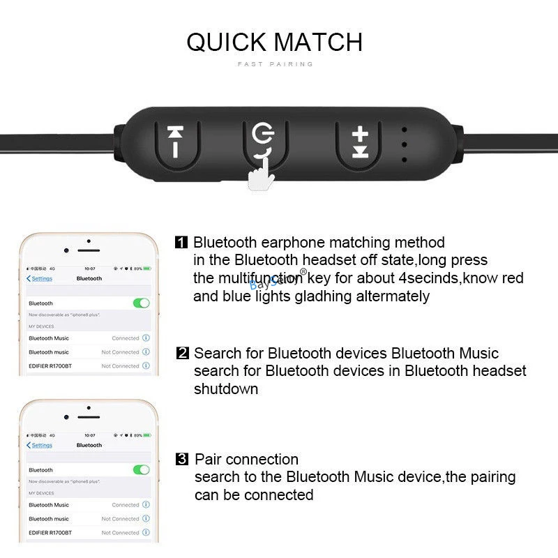 Беспроводная гарнитура BaySerry Bluetooth 5 0 стереонаушники спортивные магнитные
