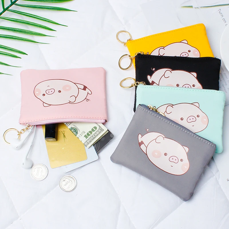 

2019 New Cute Piggy Printing Coin Purse , Women's Small Change Wallet, Girl's Fashion Simple Mini Short Student Korean Coin Bags