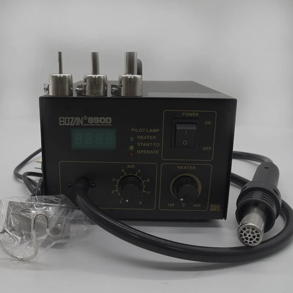 

SMD rework station Hot air welding table can adjust air flow and temperature anti-static welding equipment BOZAN 850D AC220V