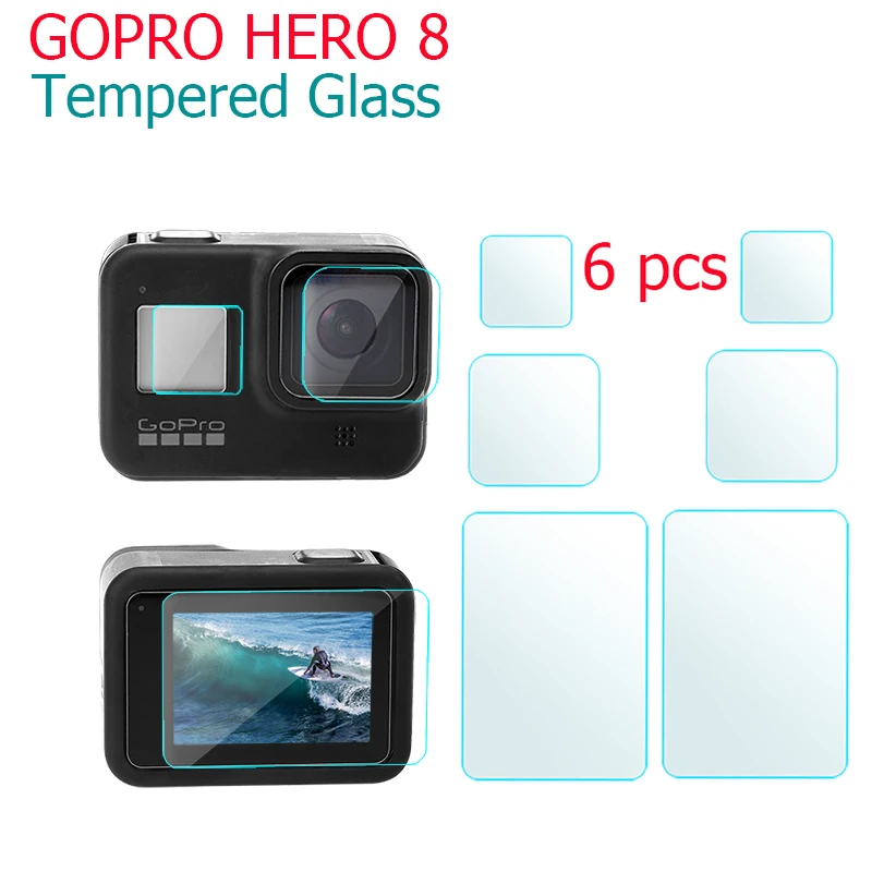 

6Pcs Tempered Glass Screen Protector For Gopro Hero 8 Sport Camera Screen Protector Film Tempered Glass Camera Accessories