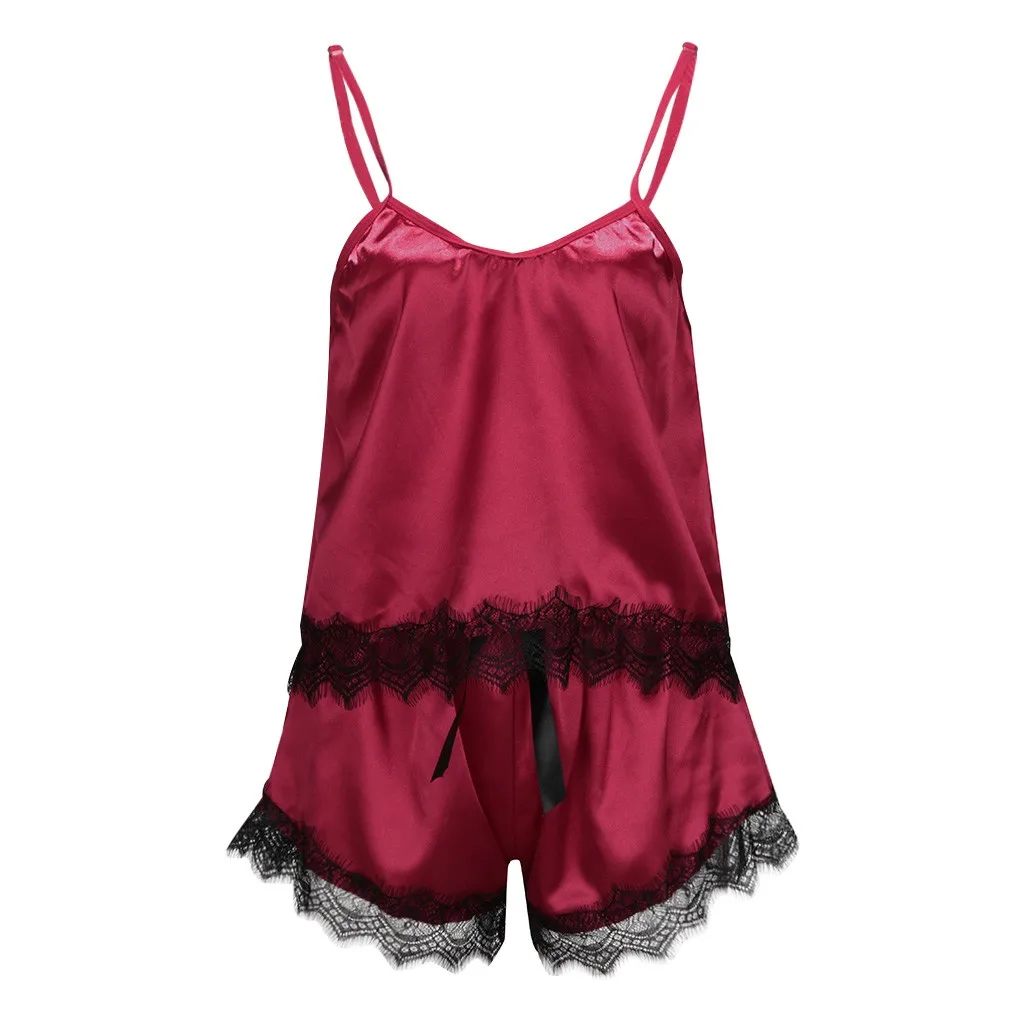 Горячая Женская кружевная цветная ночнушка, шорты, Camisole, Пижама, ночное белье, комплект для женщин, сексуальные шелковые ночные рубашки, 50