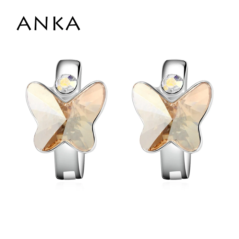 138316 ANKA Модные женские серьги-клипсы с кристаллами бабочки, кристаллы, украшения для женщин, серьги кристаллы из Австрия#138315 - Окраска металла: 138316