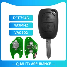 

XNRKEY 2 Button Car Smart Remote Key PCF7946 Chip 433Mhz VAC102 Blade for Renault Master Traffic Kangoo for Vauxhall Vivaro