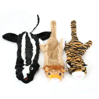 

3PCS No Stuffing Dog Toy Stuffingless Plush Squeaky Pet Chew Toy Bear Lion Tiger