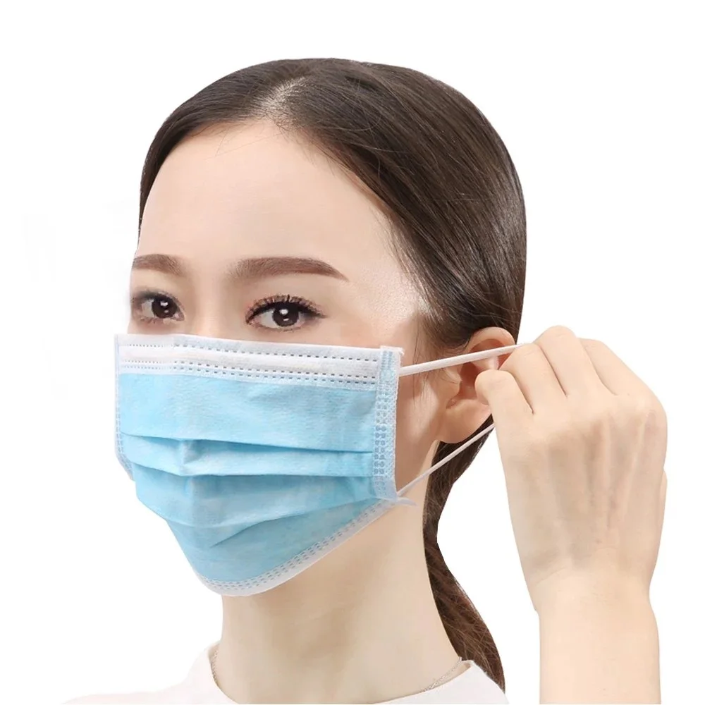 

50Pcs Disposable Face Mask 3 Layers Mask Non-woven Disposable Anti-dust Safe Breathable Medical Masks Blue