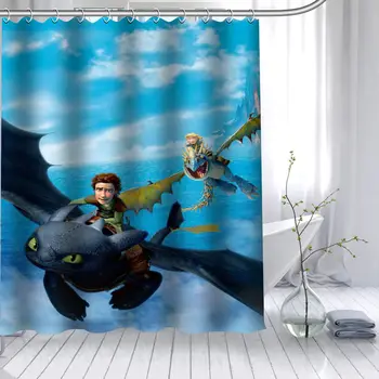 

How To Train Your Dragon Toothless Shower Curtain Polyester Fabric 12 Hooks For The Bathroom Waterproof Mildew Funy Bath Curtain
