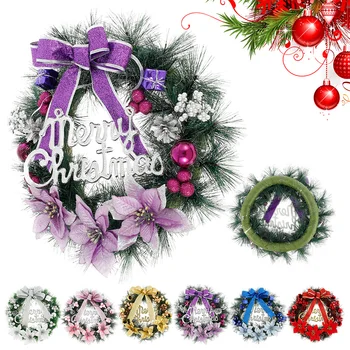 

Christmas Wreath with Battery Powered LED Light String Front Door Hanging Garland Holiday Home Decorations