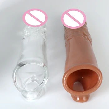 Male Delay Ejaculation Penis Sleeve Extender Cock Enlarger 18CM Sex Shop Sex Toys for Men Realistic Penis Condom 4
