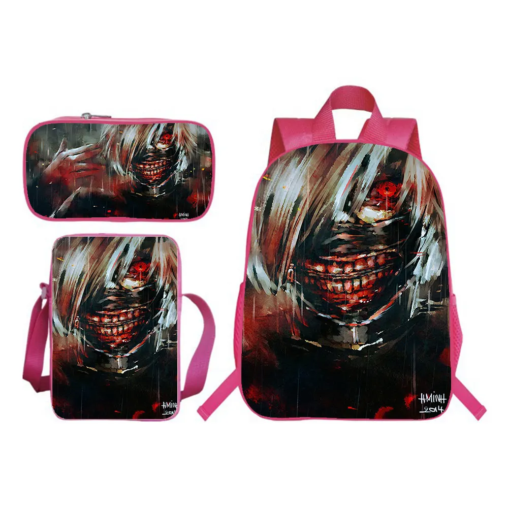 3D Anime Tokyo Ghoul School Bags Backpack 3Pcs Set Jackherelook Tokyo Ghoul Harajuku Boys Girls Schoolbag Kids Bookbags Mochilas