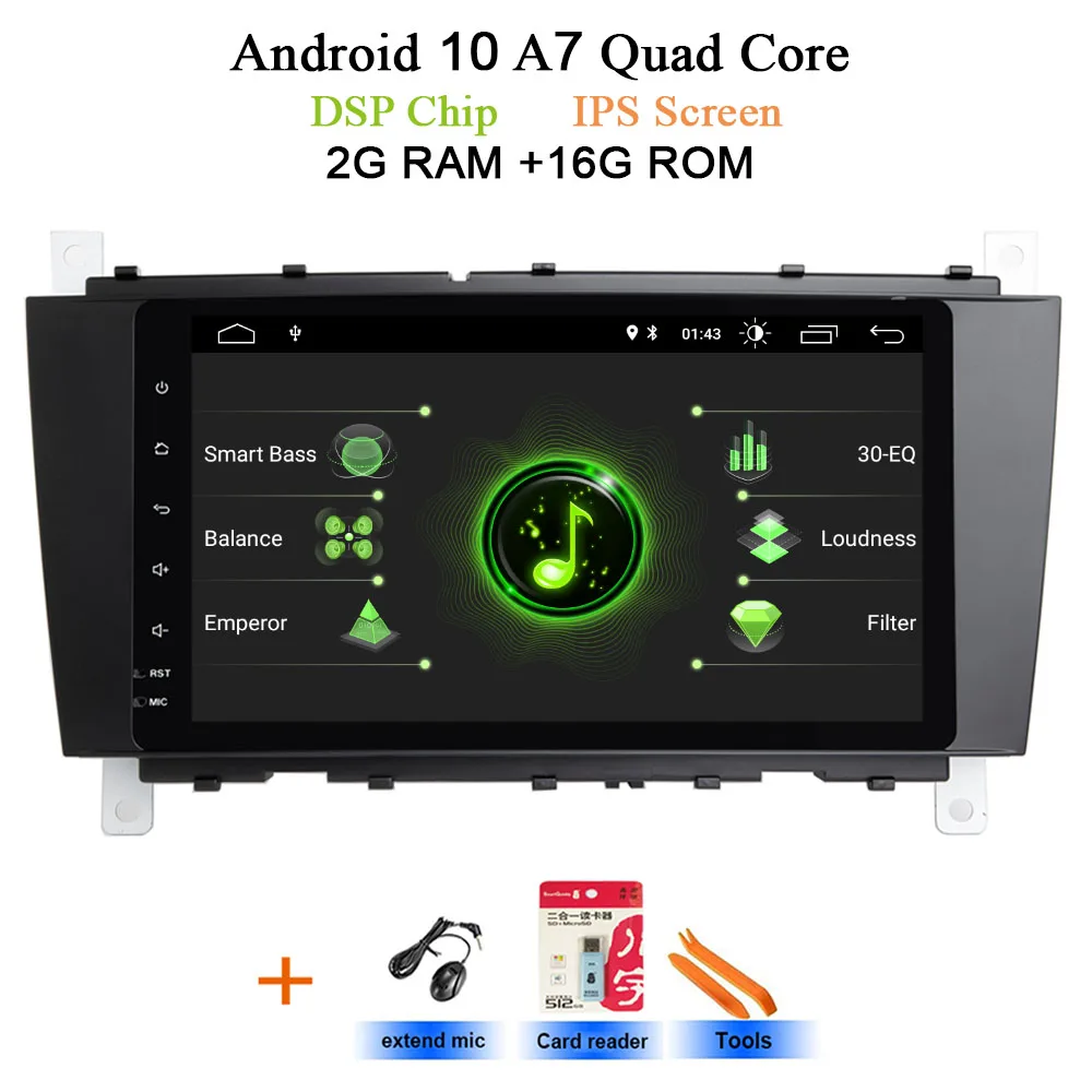 " ips DSP Android 10 4G 64G gps мультимедиаплеер для Mercedes Benz C Class W203 C200 C230 C320 CLK200 CLK350 CLK500 радио - Цвет: DSP-IPS A7 2G