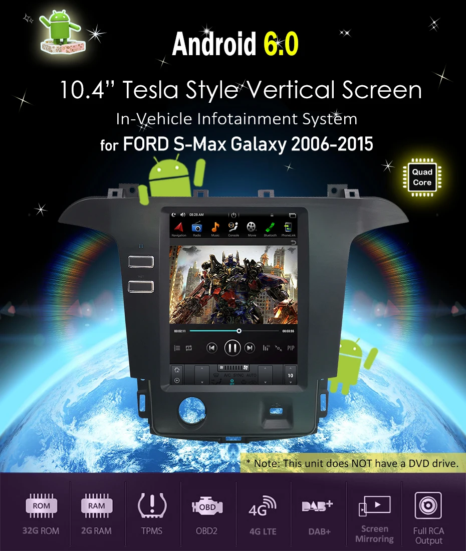 Clearance Tesla car autoradio for Ford S max S-Max Galaxy 2007-2015 audio multimedia player GPS System Bluetooth WIFI Vertical Stereo IPS 0