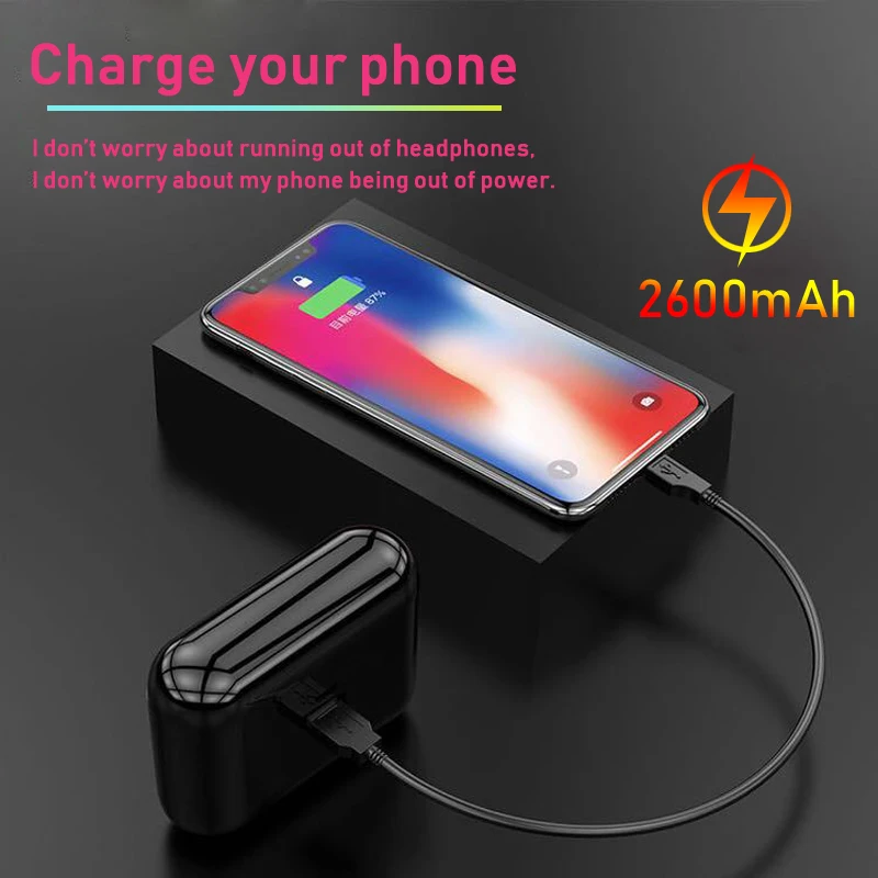 Новинка TWS Беспроводные наушники с Bluetooth зарядная коробка Наушники Спортивные HD