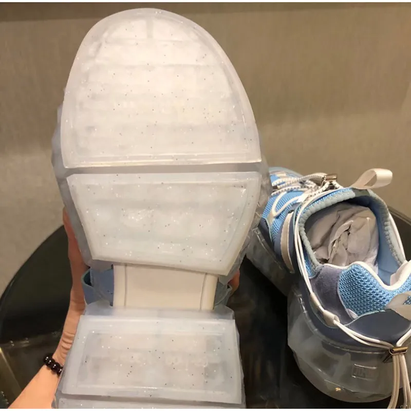 Transparent Platform Sneakers Breathable Mesh Women Shoes New Lace-up Dad Shoes Trainers Shoes Casual Vulcanize Shoes Woman