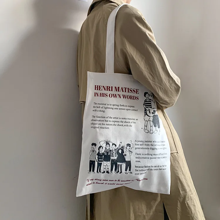 

New Canvas Bag Reusable Shopping Bag Large Folding Tote Eco Foldable Cotton Bags Canvas Handbag Cartoon Shopping Bag