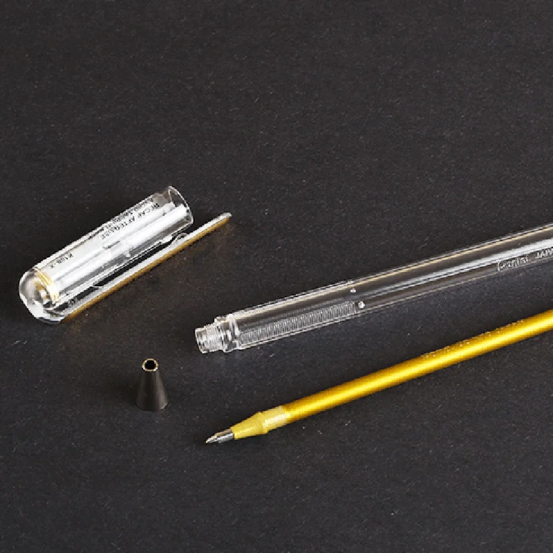 3 шт./лот Pentel K108 0,8 мм гель с металлическим эффектом чернильная ручка бело-золотые высокоглянцевая цифровым пером