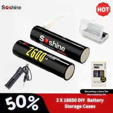 

new Soshine 18650 3.7v 2600 mAh Li-ion Lithium Rechargeable Battery Protected High Discharge Capacity Flashlight Storage Box