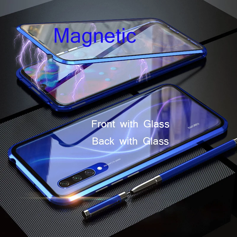 Магнитный чехол для Xiaomi 9T Pro Mi 9 SE 6X CC9 E 360 двухсторонний из закаленного стекла Redmi
