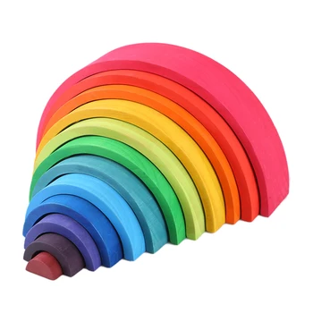 

Arch Bridge Rainbow Semicircle Building Decoration Child Early Learning Wooden Bending Board Toy Wooden Large 12 Pieces As Shown