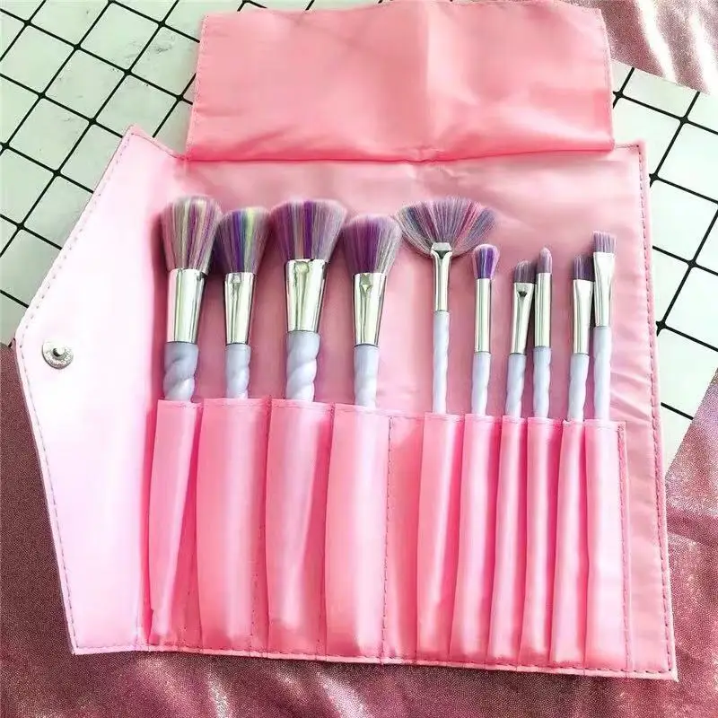 white 10pcs with bag hot10pcs единорог, макияжные кисточки, набор, основа, тени для глаз, основа, пудра, румяна для смешивания кисти, Кисть для макияжа косметический инструмент - Handle Color: white 10pcs with bag