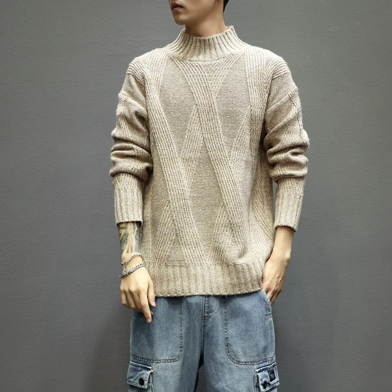 Autumn/winter 2019 new slim solid color stripe printed long-sleeve sweater loose large casual personality youth men's wear Autumn/winter 2019 new slim solid color stripe printed long-sleeve sweater loose large casual personality youth men's wear