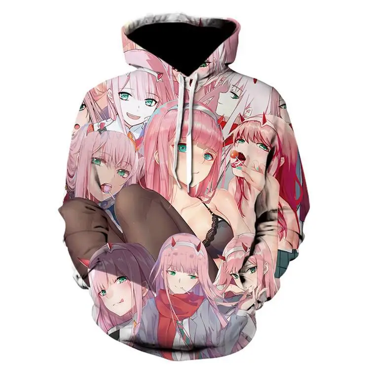 Аниме DARLING in the FRANXX толстовки с капюшоном Куртка Косплей Костюм ZERO TWO 3D печать