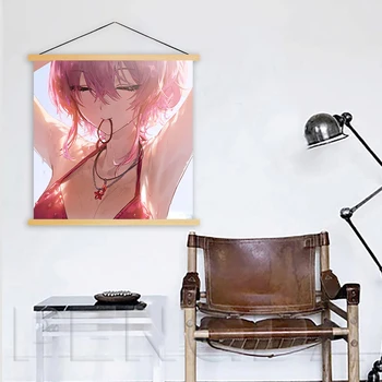 

Wall Art Print Modern Japanese Animation Loli Girl Canvas Solid Wood Hanging Scrolls Painting Home Decor Poster for Girls Room