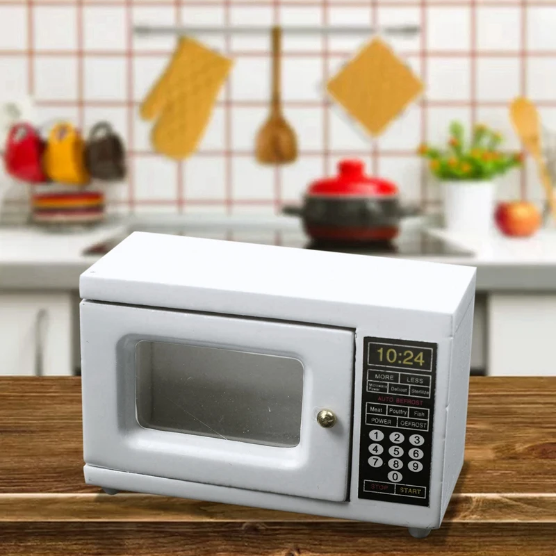 Микроволновая печь 1: 12 весы миниатюрная для кукольного домика(белый