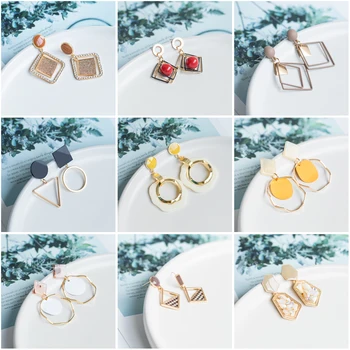 

X&P New Fashion Round Dangle Drop Korean Earrings For Women Vintage Geometric Acrylic Gold Earring Wedding 2020 Earings Jewelry
