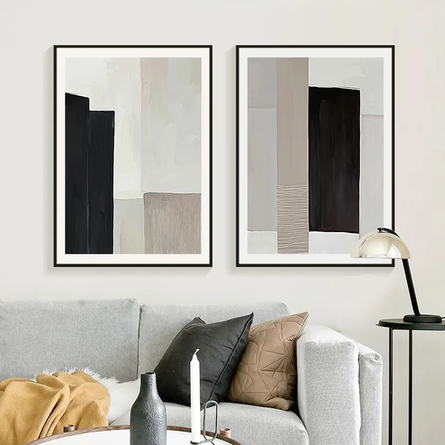 Black and Beige Oil Prints Canvas