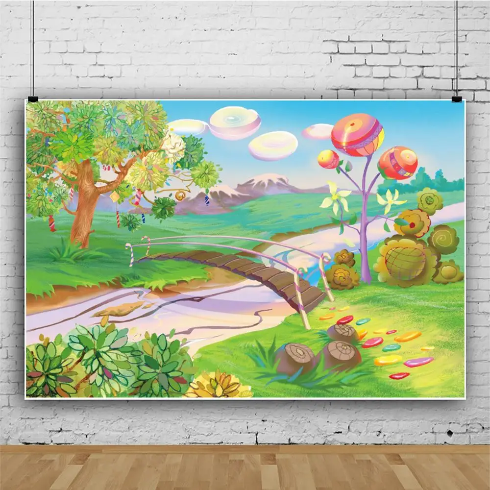 

Yeele Cartoon Candy Land River Jungle Trees Clouds Photography Backgrounds Customized Photographic Backdrops Photo Baby Studio